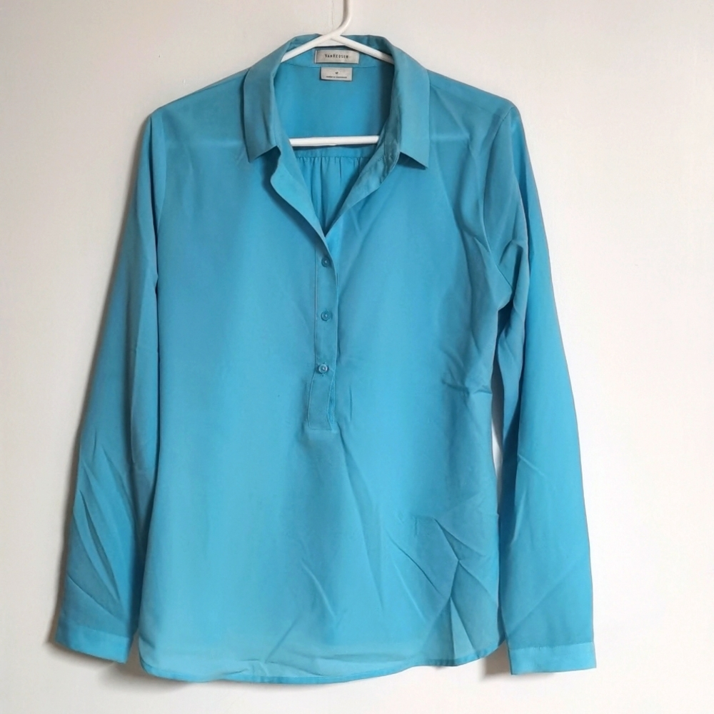 Vanheusen Blue Long Sleeve Shirt Size M